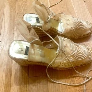 Stuart Weitzman wedge espadrilles. Worn but in decent condition.